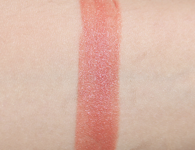 Givenchy Le Rouge Beige Plume #102 Swatch, Review, lipstick in silver bullet case, best peachy nude