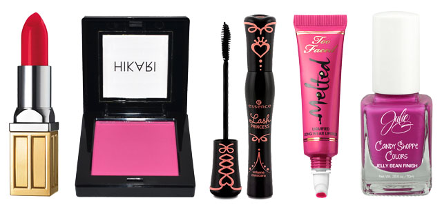 april 2015 ipsy spoiler elizabeth arden lipstick, hikari blush, essence mascara, jesses girl nail polish