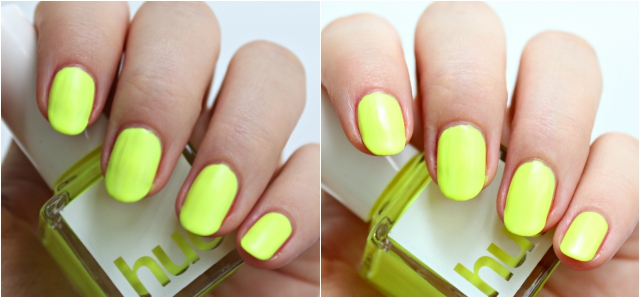 SquareHue July 2015 Review & Swatches: We received three nail polishes inspired by the 60s - a matte neon yellow, matte neon fuchsia, and a blue-purple duochrome >> https://glamorable.com | via @glamorable