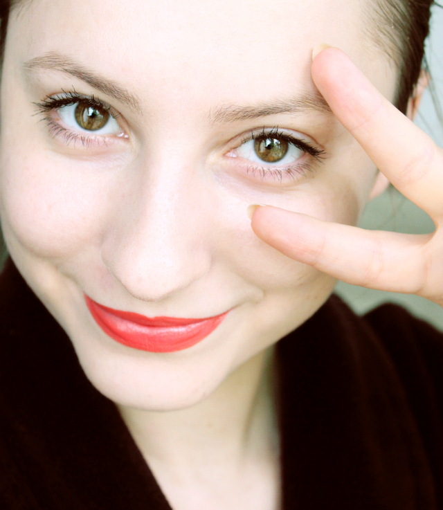 Two-Product FOTD // Makeup Look using Givenchy Le Rouge 304 Mandarine Bolero and MAC False Lashes Mascara >> https://glamorable.com | via @glamorable