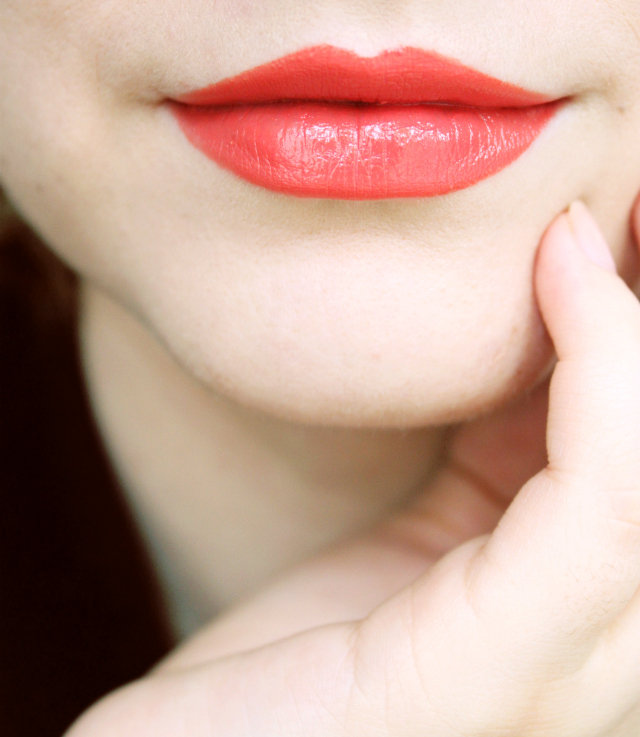 Two-Product FOTD // Makeup Look using Givenchy Le Rouge 304 Mandarine Bolero and MAC False Lashes Mascara >> https://glamorable.com | via @glamorable