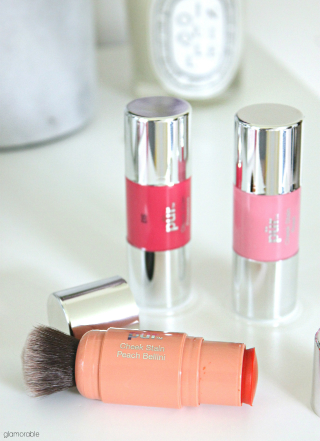 PÜR MINERALS Chateau Cheek Stains cream blushes in Peach Bellini, Prosecco, and Rose. Click through for review, swatches, and more pictures! >> www.glamorable.com | via @glamorable