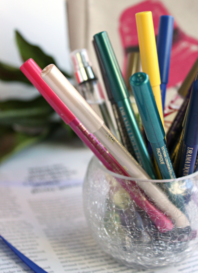 Bright eye makeup look, review, and swatches of all 16 Lancome Drama Liqui-Pencils. Read more at >> www.glamorable.com | via @glamorable