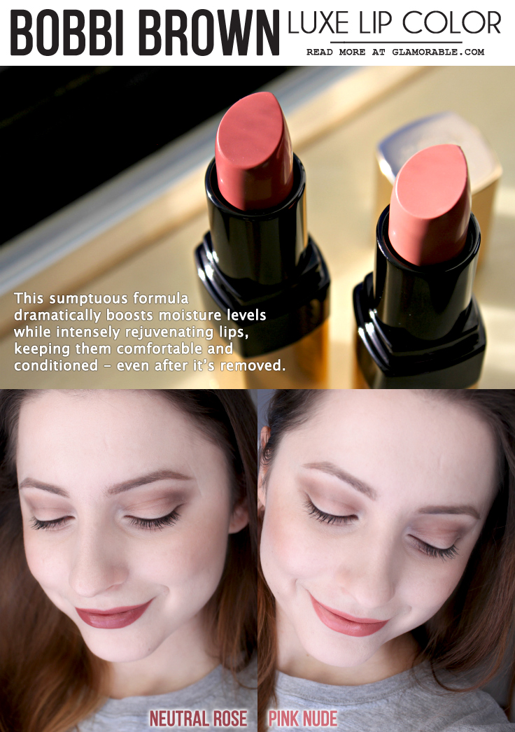Bobbi Brown Luxe Lip Color Neutral Rose, Pink Nude Swatches, Review | via @glamorable