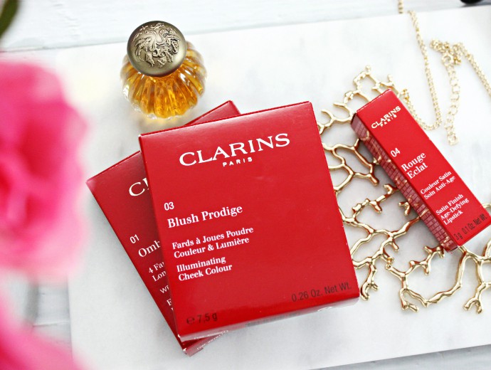 How to Refresh Your Makeup Look for Spring, Clarins Eye Quartet Mineral Palette #01 Pastels, Clarins Blush Prodige Illuminating Cheek Color #03 Miami Pink, Clarins Rouge Eclat Satin Finish Age Defying Lipstick #04 Tropical Pink Swatches