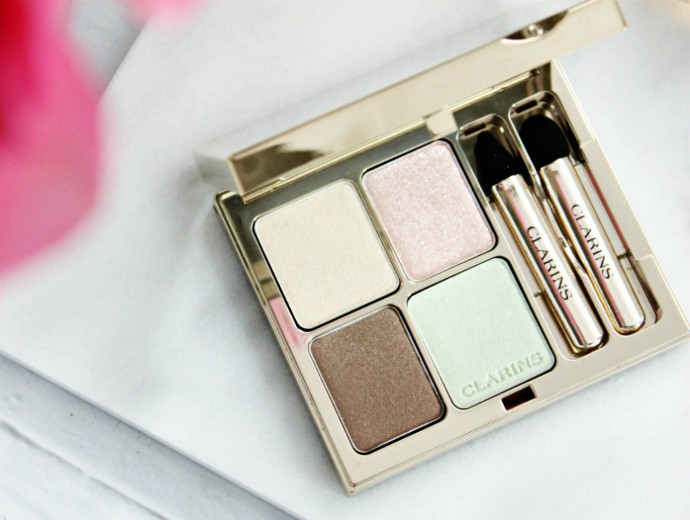 How to Refresh Your Makeup Look for Spring, Clarins Eye Quartet Mineral Palette #01 Pastels, Clarins Blush Prodige Illuminating Cheek Color #03 Miami Pink, Clarins Rouge Eclat Satin Finish Age Defying Lipstick #04 Tropical Pink Swatches