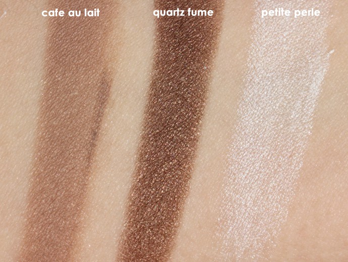 L’Oreal Infallible Colour Riche Mono Eyeshadows, Loreal Mono Shadows, Loreal Monos, Cafe au Lait Swatch, Quartz Fume Swatch, Petite Perle Swatch