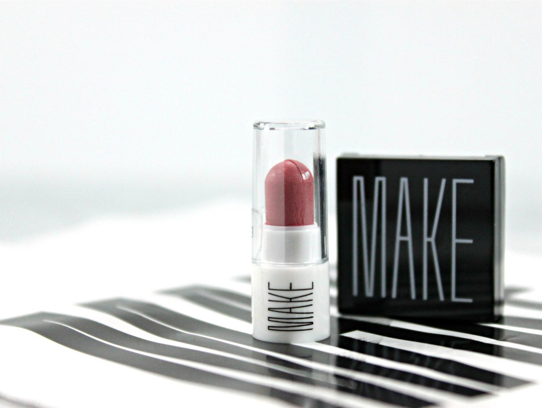 MAKE Silk Cream Lipstick in Taffy, MAKE Matte Finish Eyeshadow in Alabaster, MAKE makeup Review
