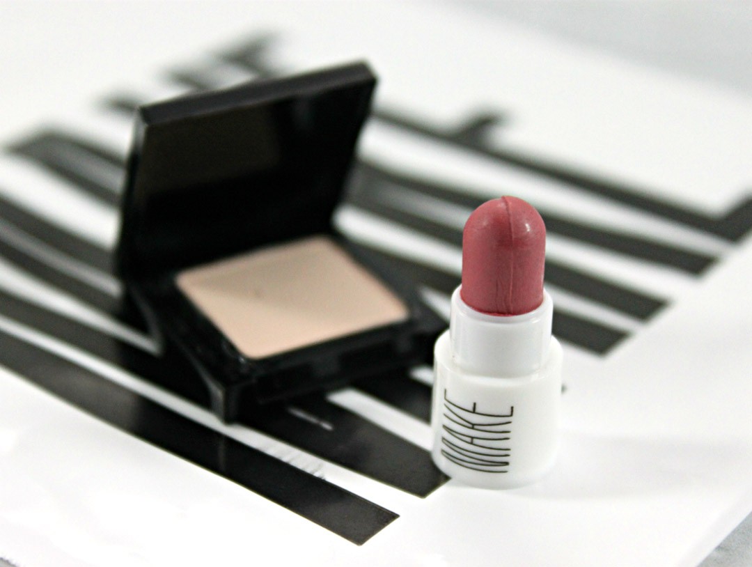 MAKE Silk Cream Lipstick in Taffy, MAKE Matte Finish Eyeshadow in Alabaster, MAKE makeup Review