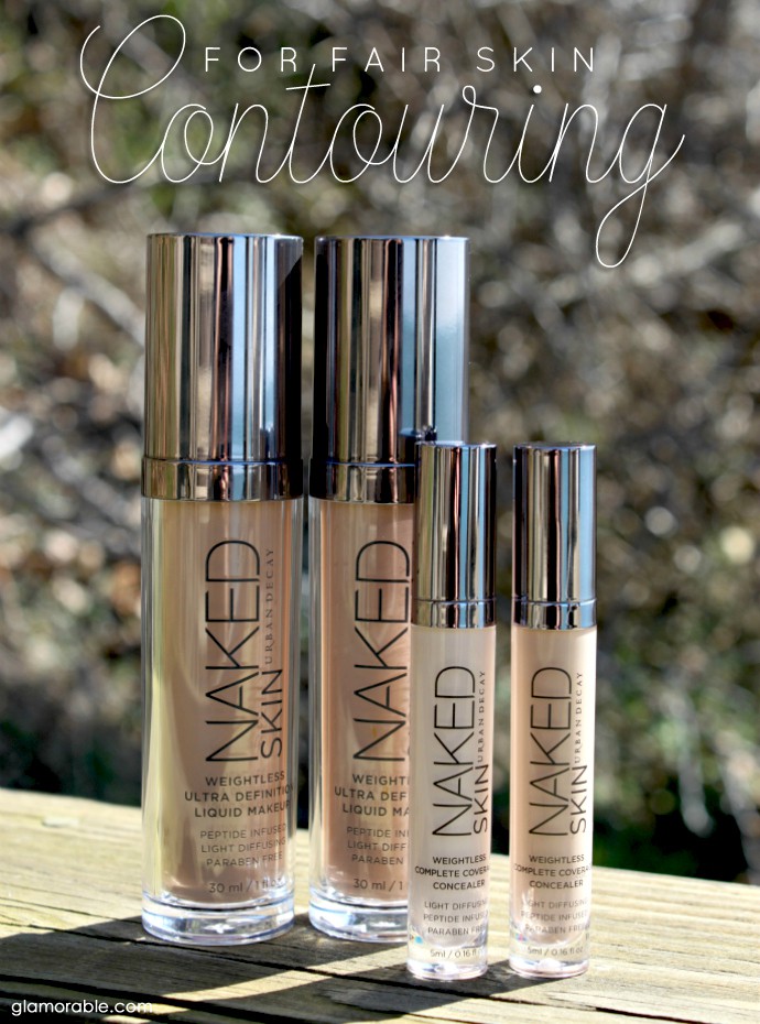 The Easiest Way to Contour Fair Skin with Urban Decay Naked Skin Weightless Ultra Definition Liquid Makeup in 0.5 and 1.5, and Naked Skin Weightless Complete Coverage Concealer