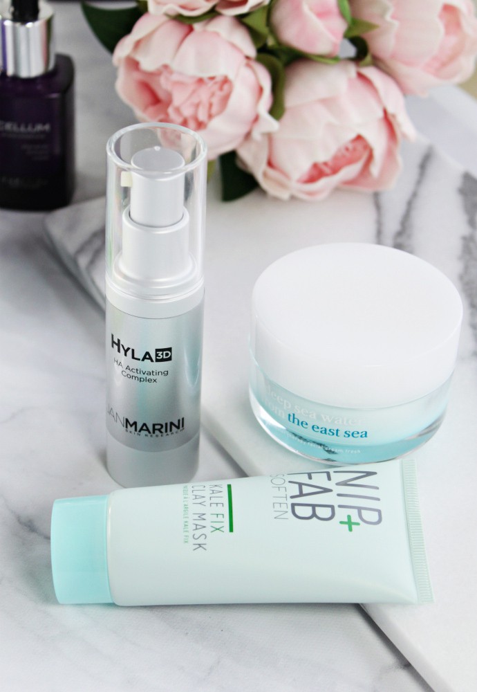 Trying Right Now ... New beauty products for Spring 2017 | Jan Marini Hyla3D HA Activating Complex, Nip+Fab Soften Kale Fix Clay Mask, nooni Deep Sea Water from the East Sea Ceramide Facial Cream