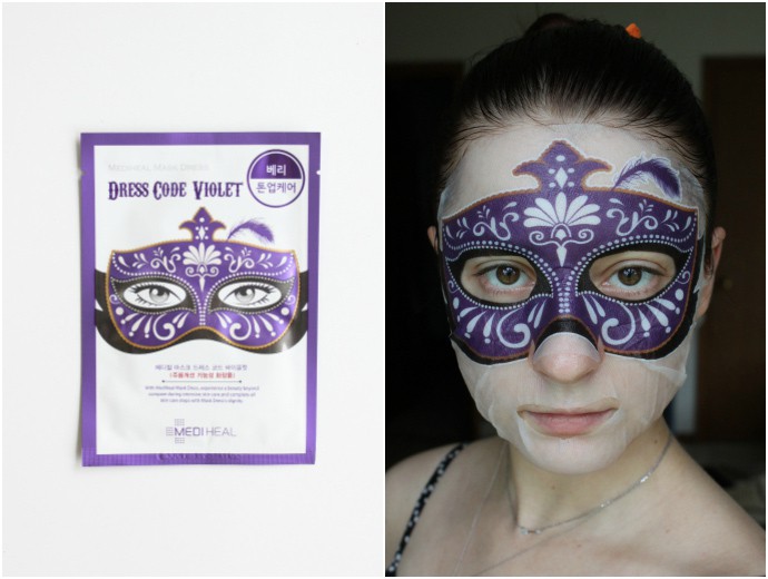 1 Day 1 Mask Skincare Challenge - Korean beauty trend | Is It Worth It? Mediheal Dress Code Mask Violet Tone-Up Care