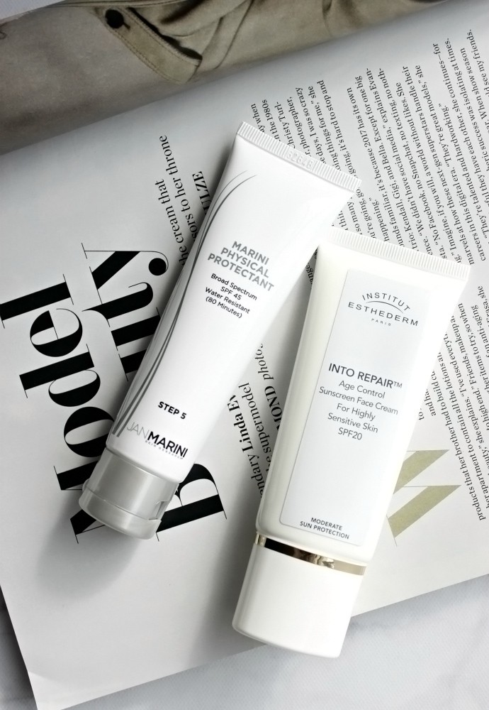 The Sunscreen Edit | The Best Sunscreens for Combination Skin - Jan Marini Marini Physical Protectant SPF 45, Institut Esthederm Into Repair Age Control Sunscreen,
