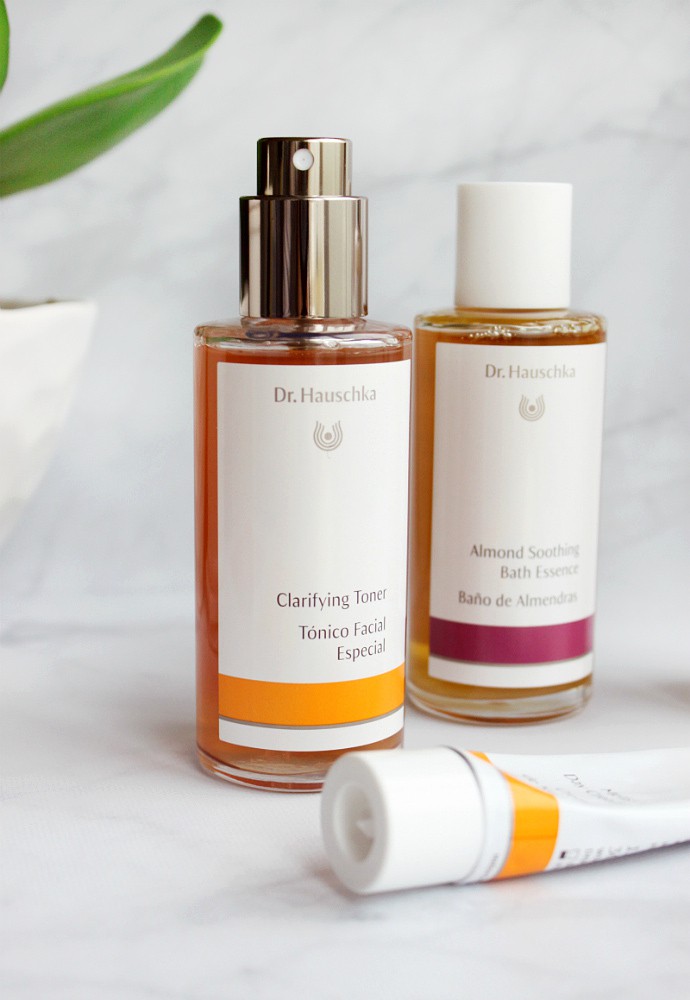 Natural Skincare Review, Dr. Hauschka Clarifying Toner, Melissa Day Cream, Almond Soothing Bath Essence, Lemon Lemongrass Vitalizing Body Milk