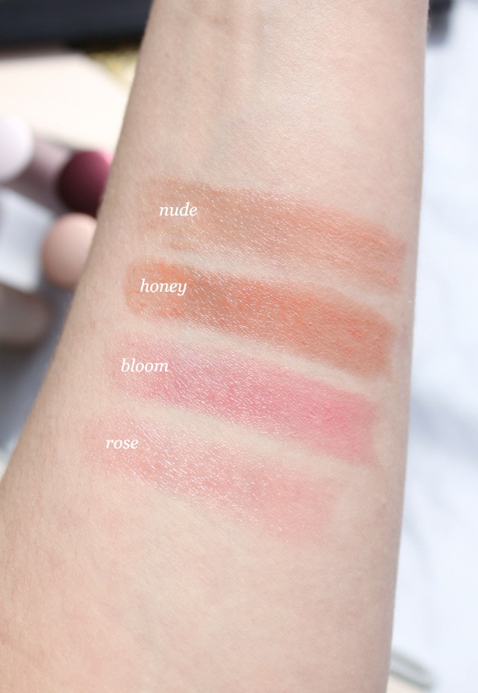 Fresh Sugar Lip Treatment Nude Swatch, Fresh Sugar Lip Treatment Honey Swatch, Fresh Sugar Lip Treatment Rose Swatch, Fresh Sugar Lip Treatment Bloom Swatch, fresh Sugar Lip Polish, fresh Sugar Lip Treatment Perfecting Wand